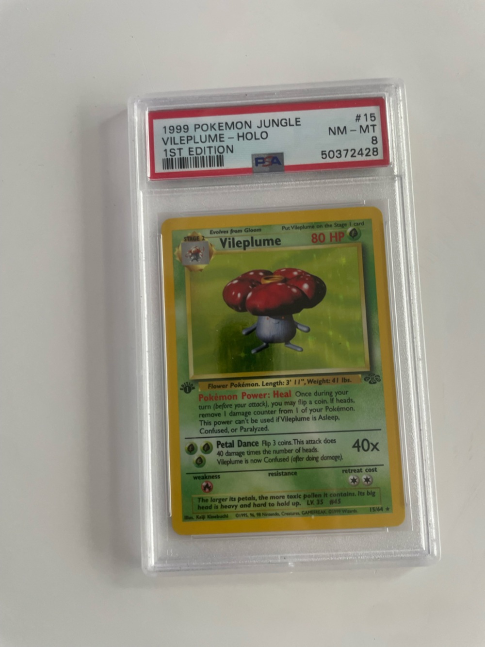 1999 Pokemon Jungle Vileplume Holo 1st Edition PSA 8- Grades Vintage Pokemon Car - Picture 2 of 5